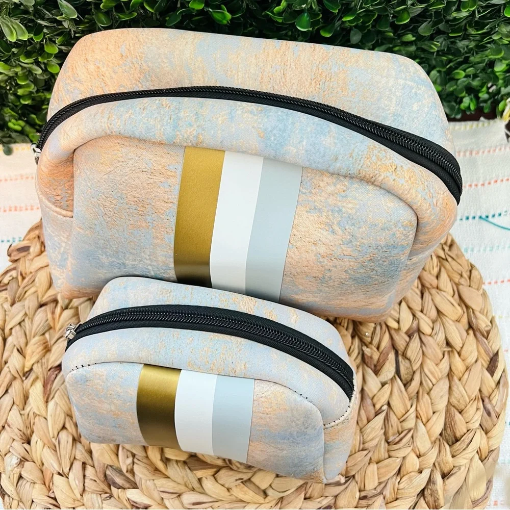 NWT Set of 2 Cosmetic Make-Up Toiletry Bags Neoprene Organizer Willow + Alder